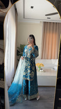 Load image into Gallery viewer, 3pc Embroidered Shalwar Kameez with Plazoo and Net dupatta Stitched Suit Ready to wear HW-U2420C
