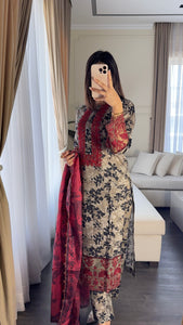 3 pcs Stitched lawn suit Ready to Wear with CHIFFON dupatta LAWN-043