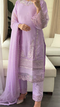 Load image into Gallery viewer, 3pc Soft Lavender Embroidered Shalwar Kameez with CHIFFON dupatta Stitched Suit Ready to wear HW-U2416
