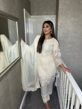 Load image into Gallery viewer, 3pc CREAM Embroidered Shalwar Kameez with CHIFFON dupatta Stitched Suit Ready to wear HW-JFCREAM
