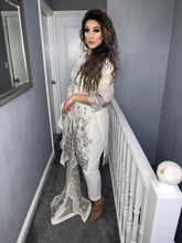 Load image into Gallery viewer, 3pc WHITE Embroidered suit with Chiffon dupatta Stitched Suit Ready to wear HW-JFWHITE01
