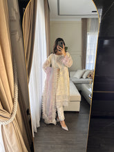 Load image into Gallery viewer, 3pc WHITE Embroidered Shalwar Kameez wit CHIFFON  dupatta Stitched Suit Ready to wear HW-U2320
