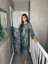 Load image into Gallery viewer, 3PC Stitched GREY shalwar Suit Ready to wear DHANAK winter Wear with Dhanak dupatta MB-114
