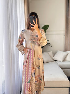 3PC Stitched shalwar Suit Ready to wear DHANAK winter Wear with Dhanak dupatta HW-DH14