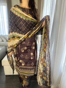 3 pcs Stitched lawn suit Ready to Wear with CHIFFON dupatta LAWN-032