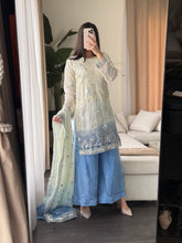 Load image into Gallery viewer, 3pc Embroidered Shalwar Kameez with Net Plazoo and Chiffon dupatta Stitched Suit Ready to wear HW-AN3052
