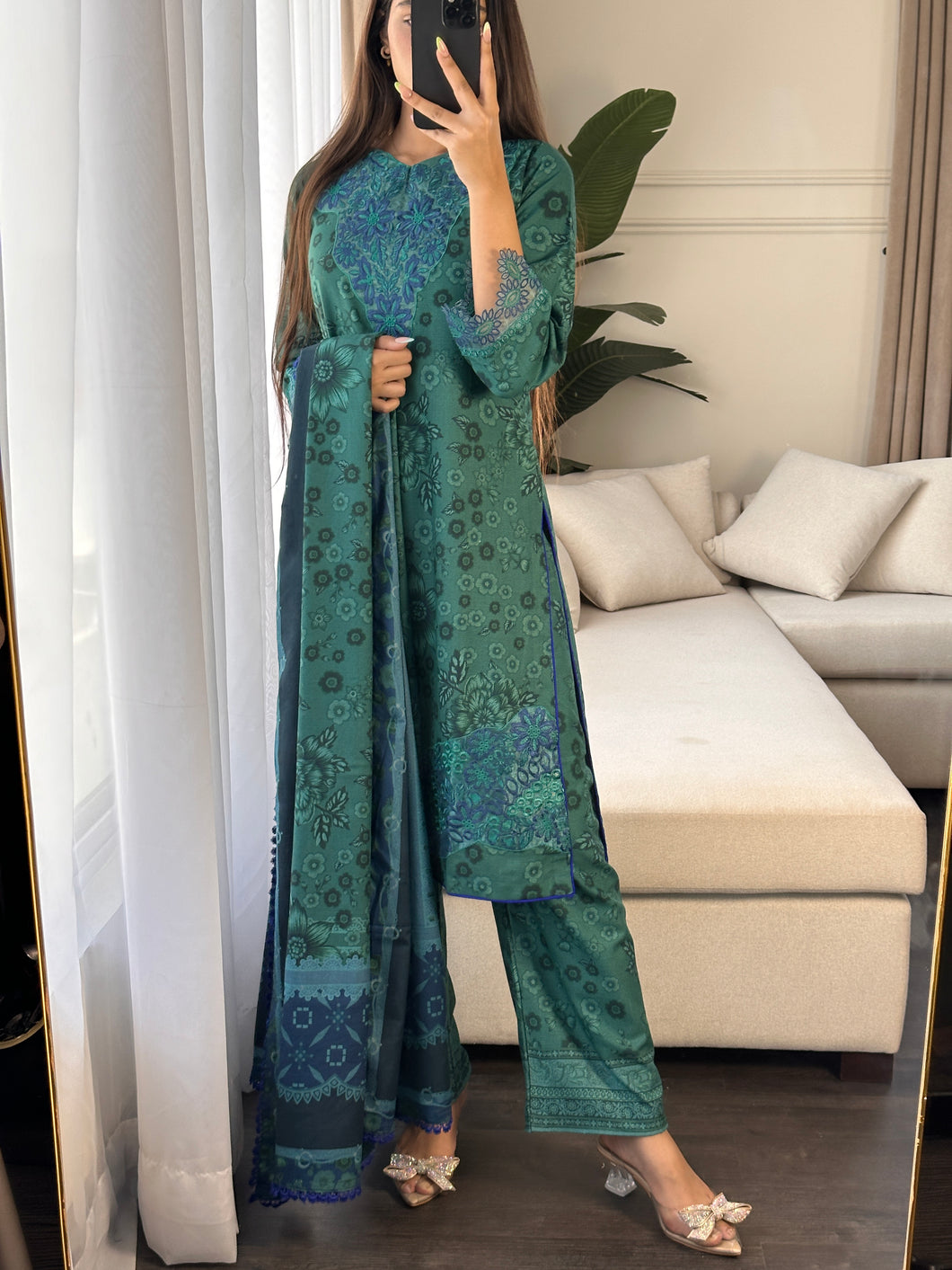3PC Stitched shalwar Suit Ready to wear DHANAK winter Wear with Dhanak dupatta HW-DH19