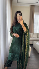 Load image into Gallery viewer, 3pc Emerald Green Embroidered Shalwar Kameez with CHIFFON dupatta Stitched Suit Ready to wear HW-U2419
