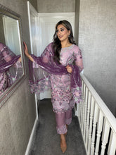 Load image into Gallery viewer, 3pc LILAC Embroidered Shalwar Kameez with NET dupatta Stitched Suit Ready to wear HW-DT102
