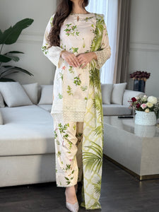 3 pcs Stitched lawn suit Ready to Wear with CHIFFON dupatta LAWN-040B