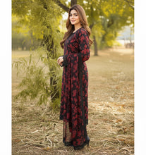 Load image into Gallery viewer, 3 pcs Stitched lawn BLACK RED suit Ready to Wear with CHIFFON dupatta LAWN-053
