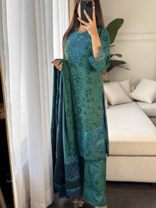 3PC Stitched shalwar Suit Ready to wear DHANAK winter Wear with Dhanak dupatta HW-DH19