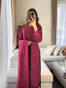 3PC Stitched shalwar Suit Ready to wear DHANAK winter Wear with Dhanak dupatta HW-DH17