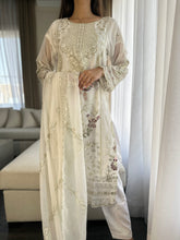 Load image into Gallery viewer, 3pc WHITE Embroidered Shalwar Kameez wit Chiffon dupatta Stitched Suit Ready to wear HW-U2262
