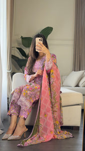 3 pcs Stitched lawn suit Ready to Wear with CHIFFON dupatta LAWN-052