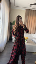 Load image into Gallery viewer, 3 pcs Stitched lawn BLACK RED suit Ready to Wear with CHIFFON dupatta LAWN-053

