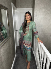 Load image into Gallery viewer, 3PC Stitched Muted Teal shalwar Suit Ready to wear DHANAK winter Wear with Dhanak dupatta DNE-0304
