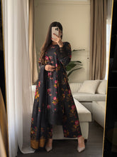 Load image into Gallery viewer, 3PC Stitched Black LINEN shalwar Suit Ready to wear LINEN winter Wear with LINEN dupatta HW-DH37
