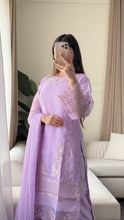 Load image into Gallery viewer, 3pc Soft Lavender Embroidered Shalwar Kameez with CHIFFON dupatta Stitched Suit Ready to wear HW-U2416
