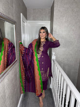 Load image into Gallery viewer, 3PC Stitched PURPLE shalwar Suit Ready to wear DHANAK winter Wear with Dhanak dupatta LL-68A
