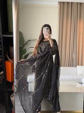 Load image into Gallery viewer, 3pc BLACK Embroidered Shalwar Kameez wit Chiffon dupatta Stitched Suit Ready to wear HW-U2526
