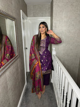 Load image into Gallery viewer, 3PC PURPLE Stitched shalwar Suit Ready to wear DHANAK winter Wear with Dhanak dupatta MBD-004
