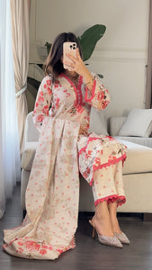 3 pcs Stitched lawn suit Ready to Wear with CHIFFON dupatta LAWN-050