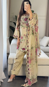 3 pcs Stitched lawn suit Ready to Wear with CHIFFON dupatta LAWN-040