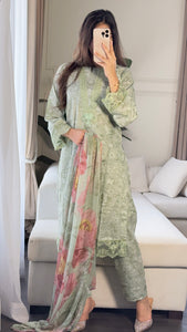 3 pcs Stitched lawn suit Ready to Wear with CHIFFON dupatta LAWN-051