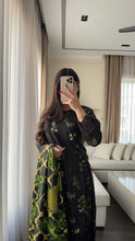 Load image into Gallery viewer, 3PC Stitched Black LINEN shalwar Suit Ready to wear LINEN winter Wear with LINEN dupatta HW-DH33
