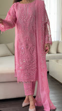 Load image into Gallery viewer, 3pc PINK Embroidered Shalwar Kameez with NET dupatta Stitched Suit Ready to wear HW-JFPINK
