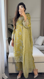 3 pcs Stitched lawn suit Ready to Wear with CHIFFON dupatta LAWN-036