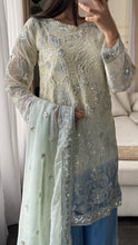 Load image into Gallery viewer, 3pc Embroidered Shalwar Kameez with Net Plazoo and Chiffon dupatta Stitched Suit Ready to wear HW-AN3052
