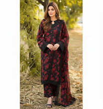 Load image into Gallery viewer, 3 pcs Stitched lawn BLACK RED suit Ready to Wear with CHIFFON dupatta LAWN-053
