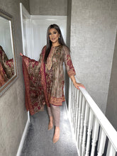 Load image into Gallery viewer, 3 pcs Stitched Brown LAWN shalwar Suit Ready to wear lawn summer Wear with lawn dupatta LAWN-R2

