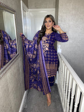 Load image into Gallery viewer, 3PC Stitched PURPLE shalwar Suit Ready to wear DHANAK winter Wear with Dhanak dupatta JF-DH01
