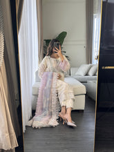 Load image into Gallery viewer, 3pc WHITE Embroidered Shalwar Kameez wit CHIFFON  dupatta Stitched Suit Ready to wear HW-U2320
