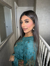 Load image into Gallery viewer, 3PC Stitched Sea Blue shalwar Suit Ready to wear KHADDAR winter Wear with KHADDAR dupatta KNE-0315B
