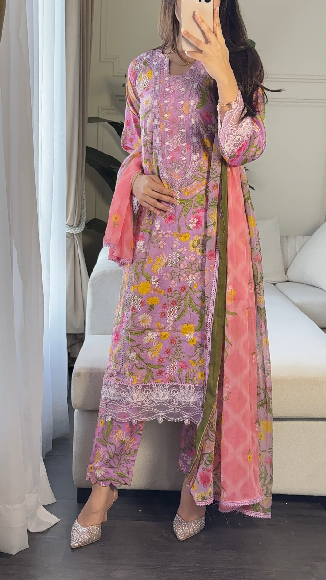 3 pcs Stitched lawn suit Ready to Wear with CHIFFON dupatta LAWN-052