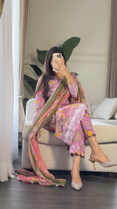 3 pcs Stitched lawn suit Ready to Wear with CHIFFON dupatta LAWN-052
