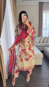 3 pcs Stitched lawn suit Ready to Wear with CHIFFON dupatta LAWN-038