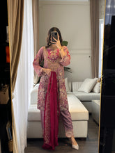 Load image into Gallery viewer, 3pc Pastel Purple Embroidered Shalwar Kameez with Chiffon dupatta Stitched Suit Ready to wear HW-DT93
