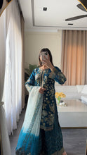Load image into Gallery viewer, 3pc Embroidered Shalwar Kameez with Plazoo and Net dupatta Stitched Suit Ready to wear HW-U2420C
