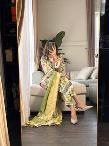 3PC Stitched shalwar Suit Ready to wear DHANAK winter Wear with Dhanak dupatta HW-DH28