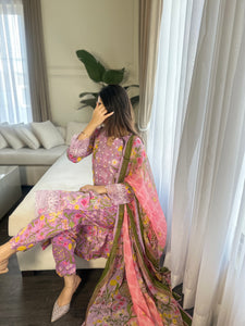 3 pcs Stitched lawn suit Ready to Wear with CHIFFON dupatta LAWN-052
