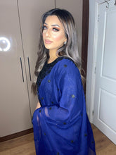 Load image into Gallery viewer, 3pc Black with NAVY Embroidered Dupatta Shalwar Kameez Stitched Suit Ready to wear AN-BLACKNAVY
