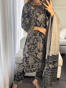 3PC Stitched shalwar Suit Ready to wear DHANAK winter Wear with Dhanak dupatta HW-DH29