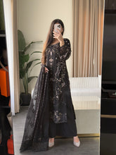 Load image into Gallery viewer, 3pc BLACK Embroidered Shalwar Kameez wit Chiffon dupatta Stitched Suit Ready to wear HW-U2524
