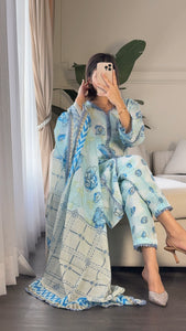 3 pcs Stitched lawn suit Ready to Wear with CHIFFON dupatta LAWN-048