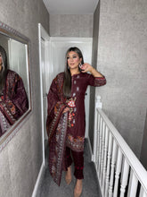 Load image into Gallery viewer, 3PC Stitched BROWN shalwar Suit Ready to wear DHANAK winter Wear with Dhanak dupatta BS-58A
